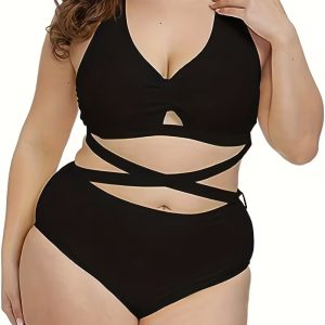 Crisscross Plus Size Swimsuit Set